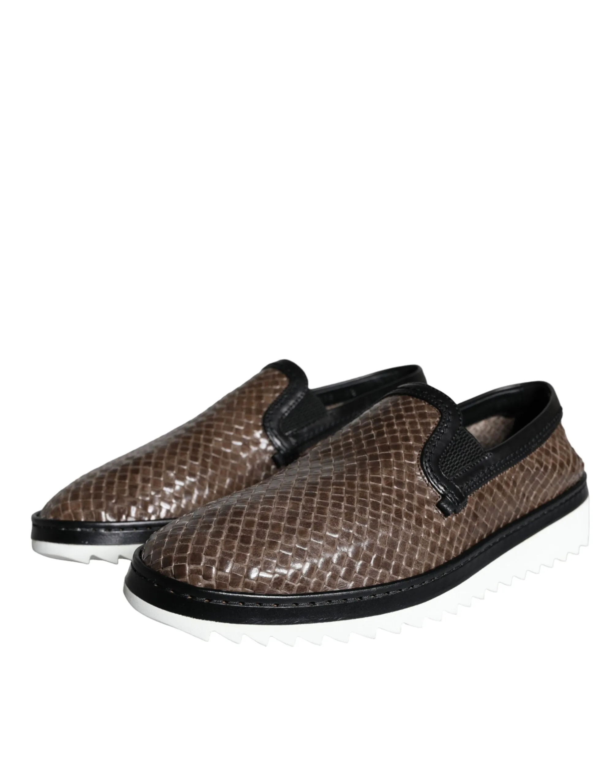 Brown Black Leather Weaved Men Loafers Shoes sold by Louxly product image thumbnail 3