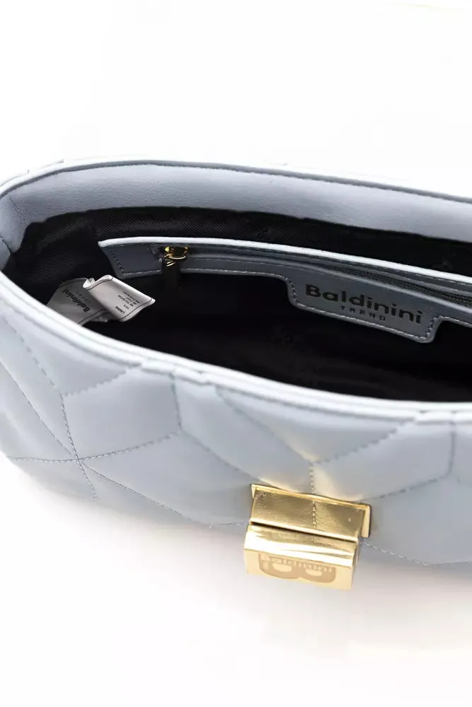 Elegant Light Blue Shoulder Bag with Golden Accents sold by Louxly product image thumbnail 5