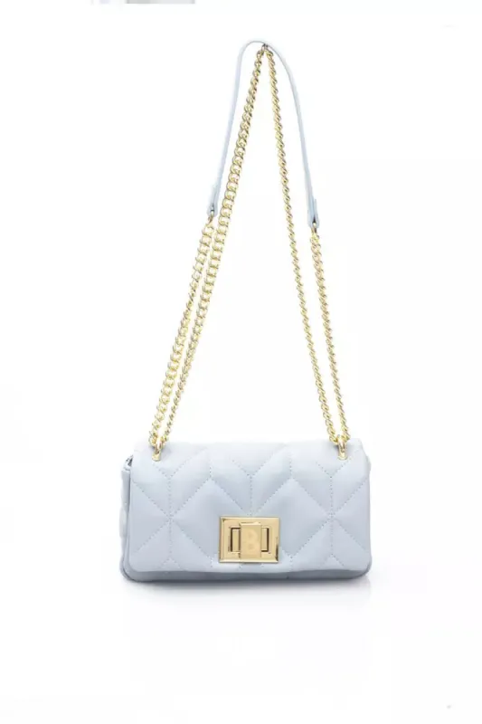 Elegant Light Blue Shoulder Bag with Golden Accents sold by Louxly