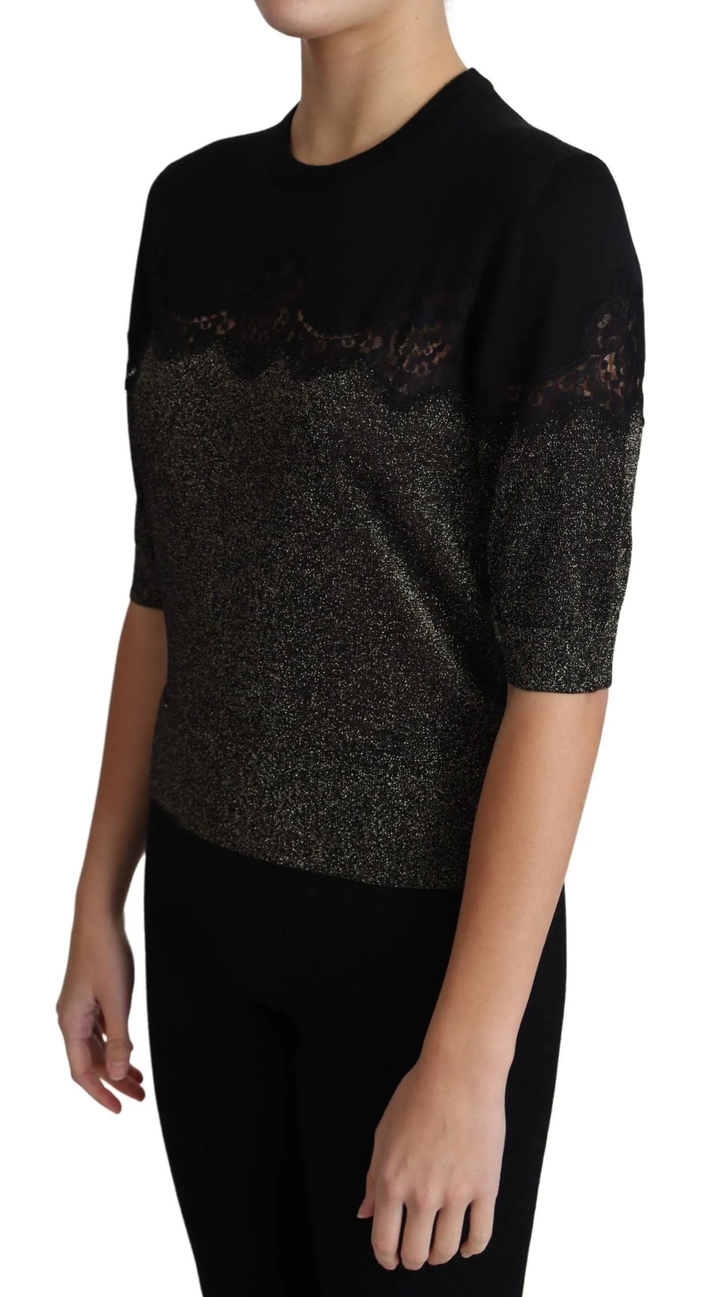 Elegant Lurex Threaded Jersey Lace Blouse sold by Louxly product image thumbnail 4