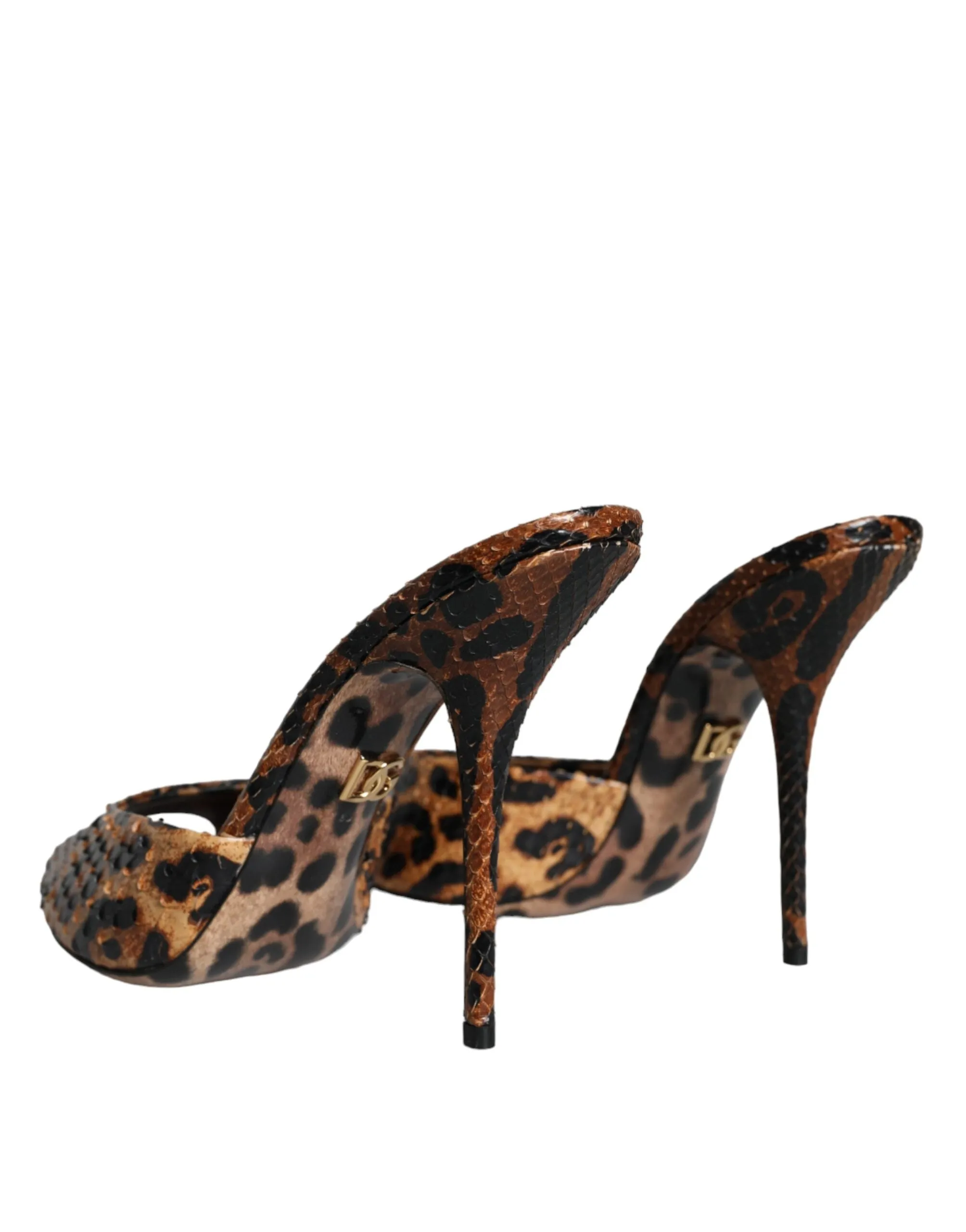 Brown Leopard Leather Slides Heels Sandals Shoes sold by Louxly product image thumbnail 4