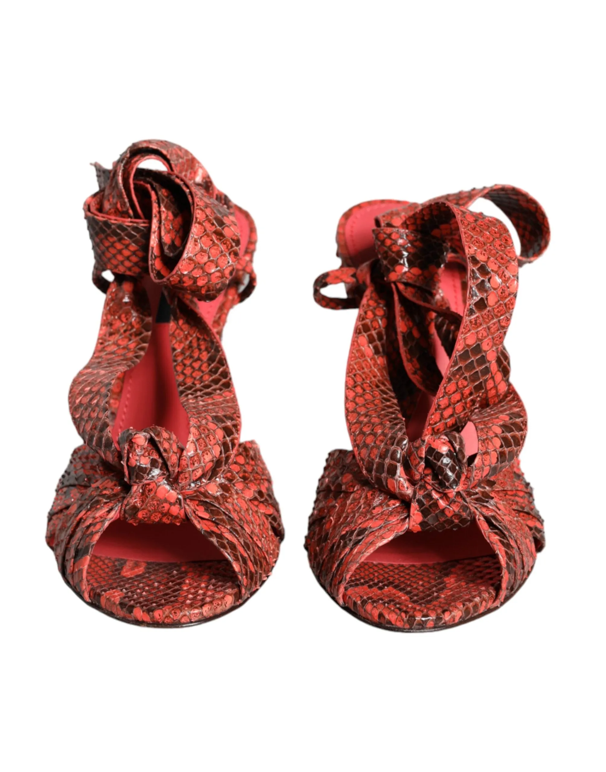 Coral Exotic Leather Heels Sandals Shoes sold by Louxly product image thumbnail 2