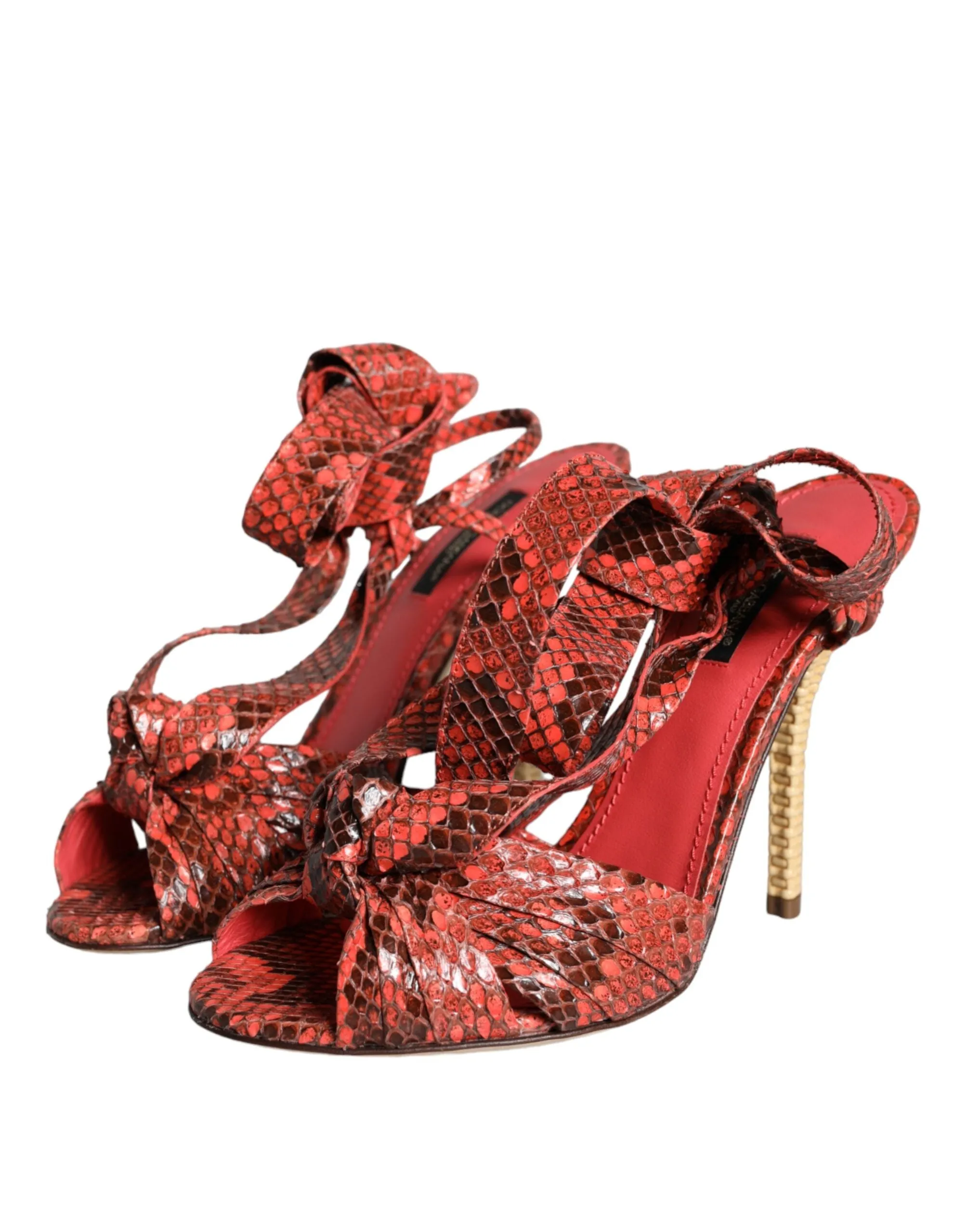 Coral Exotic Leather Heels Sandals Shoes sold by Louxly product image thumbnail 3