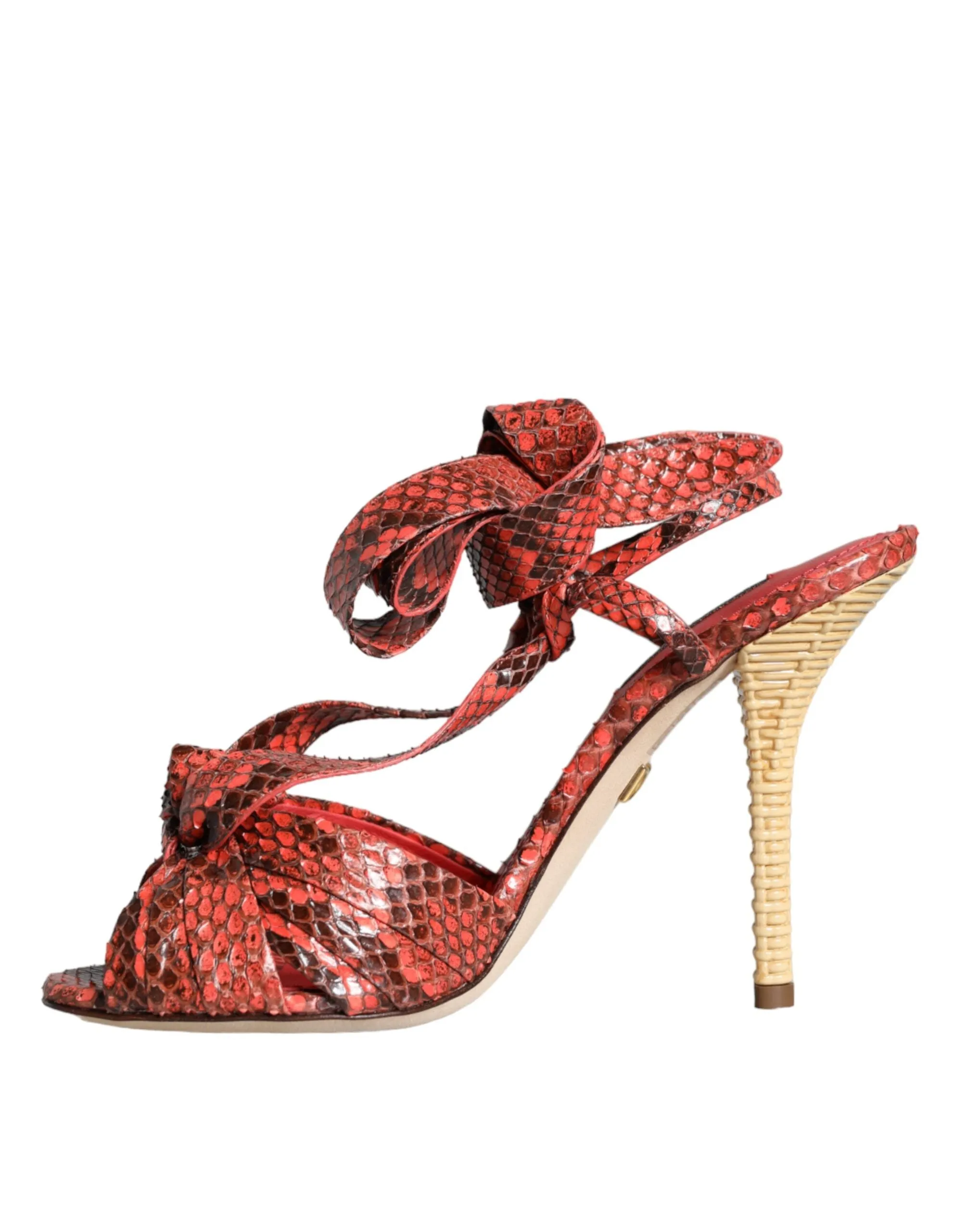 Coral Exotic Leather Heels Sandals Shoes sold by Louxly product image thumbnail 4
