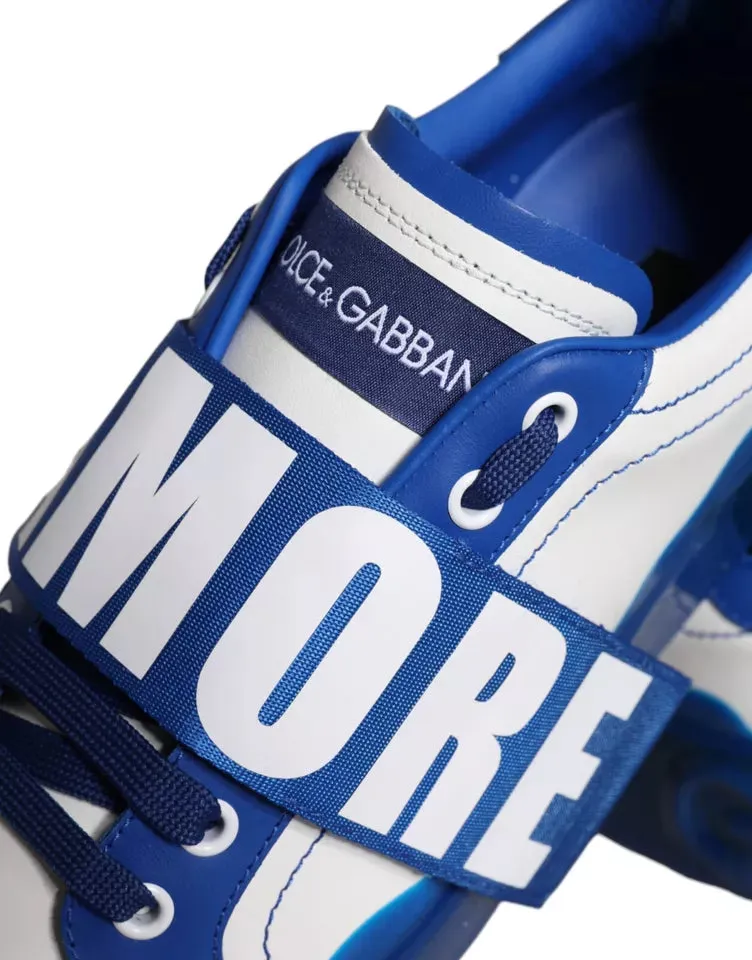 White Blue Amore Print Leather Sneakers Shoes sold by Louxly product image thumbnail 2