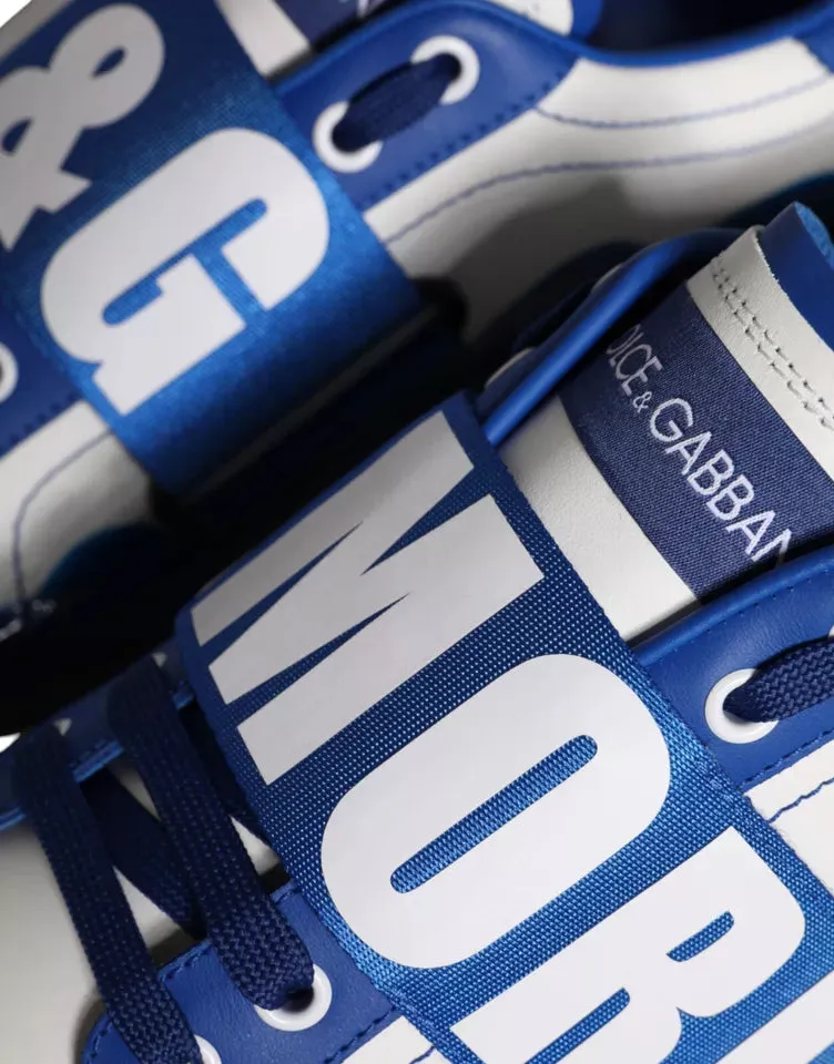 White Blue Amore Print Leather Sneakers Shoes sold by Louxly product image thumbnail 3