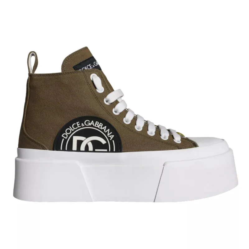 Army Green Canvas Logo Sneakers Boots Shoes sold by Louxly