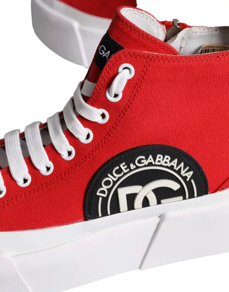 Red White Canvas Logo Sneakers Boots Shoes sold by Louxly product image thumbnail 3