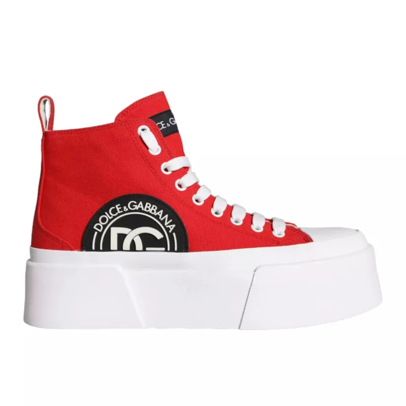 Red White Canvas Logo Sneakers Boots Shoes sold by Louxly