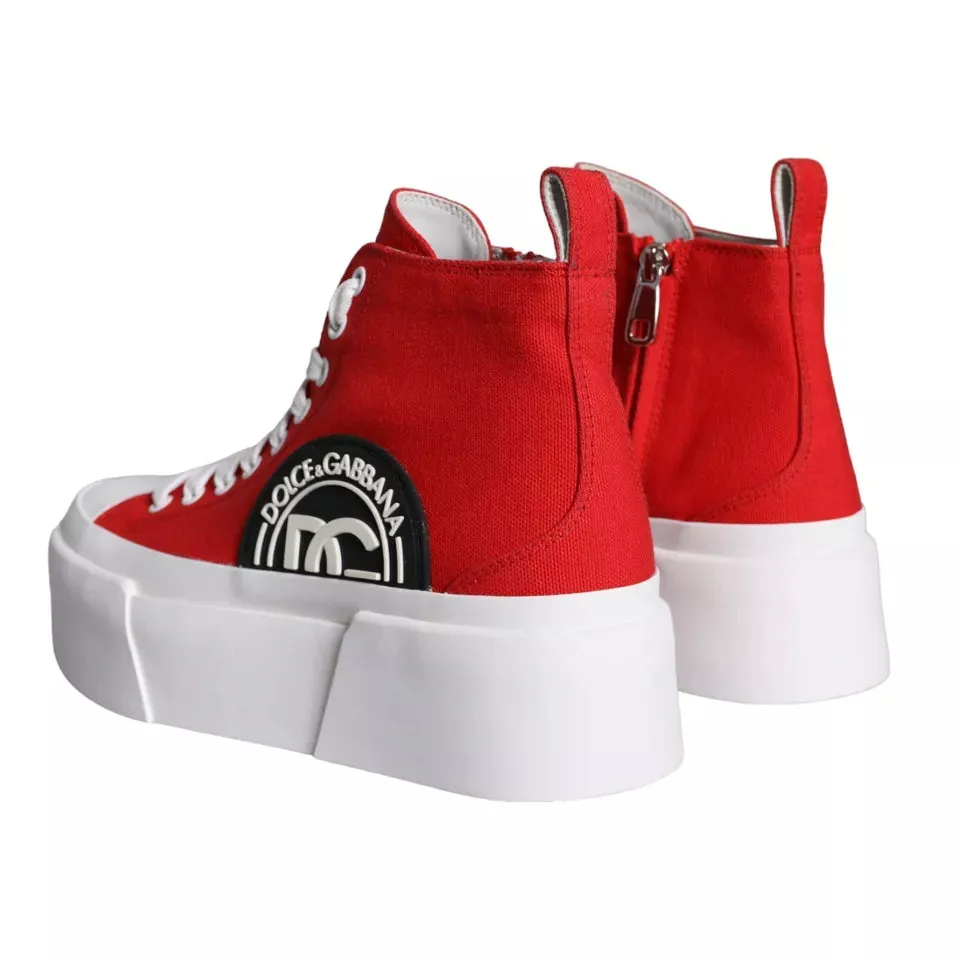 Red White Canvas Logo Sneakers Boots Shoes sold by Louxly product image thumbnail 5