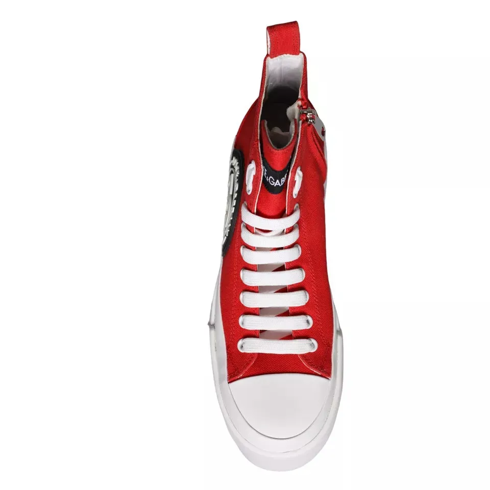 Red White Canvas Logo Sneakers Boots Shoes sold by Louxly product image thumbnail 2