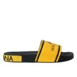 Black Yellow Neoprene Slides Beachwear Shoes sold by Louxly
