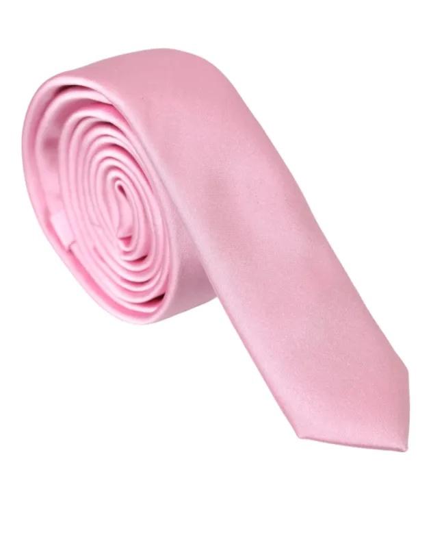 Pink Solid Silk Adjustable Tie Men made by Louxly