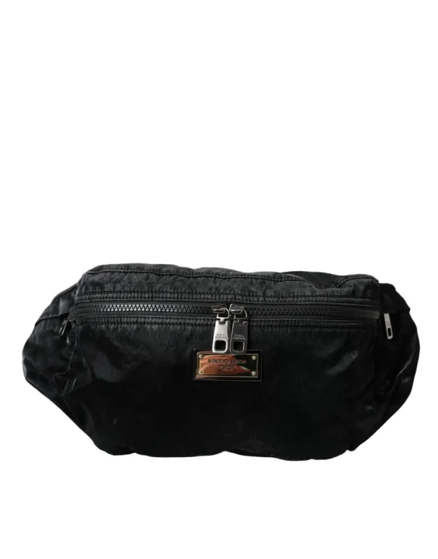 Black Nylon Logo Plaque Belt Waist Fanny Pack Bag sold by Louxly