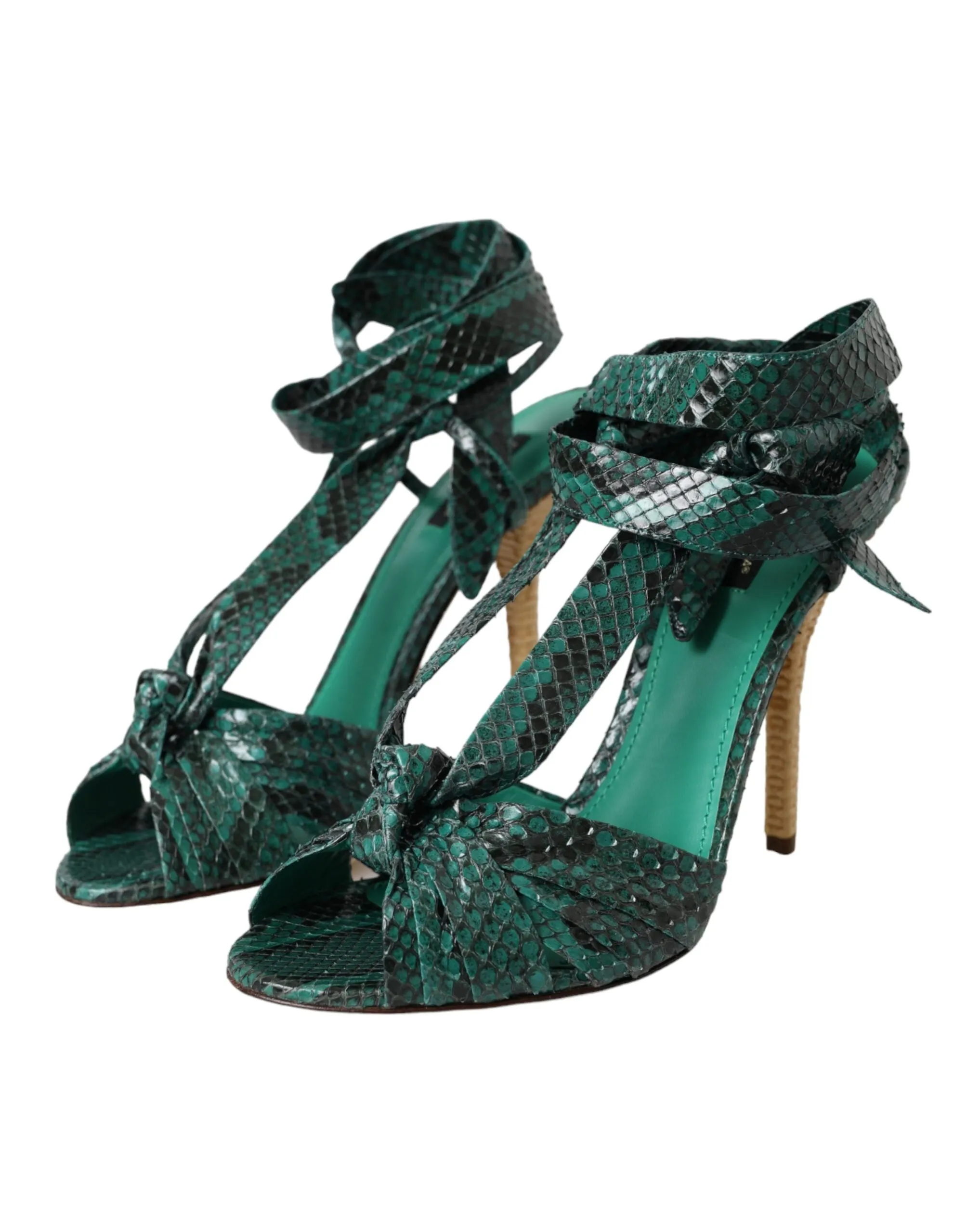 Green Exotic Leather Heels Sandals Shoes sold by Louxly product image thumbnail 3