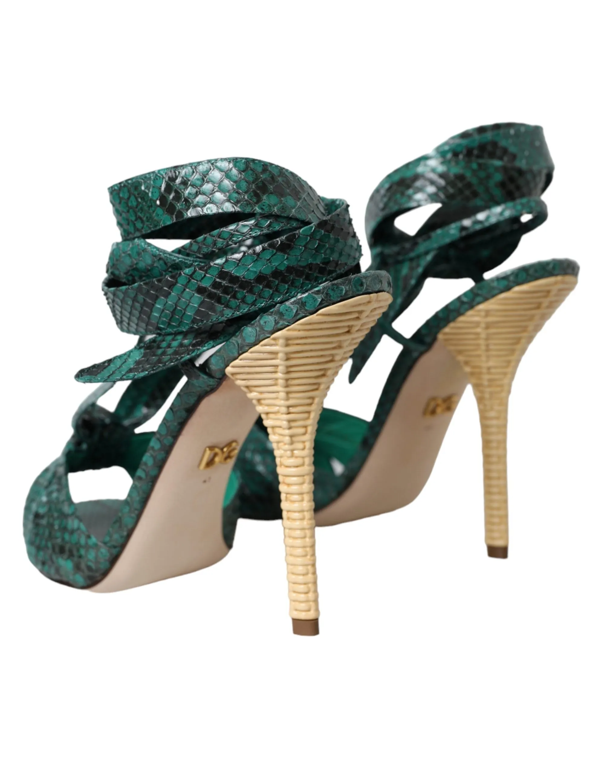 Green Exotic Leather Heels Sandals Shoes sold by Louxly product image thumbnail 4