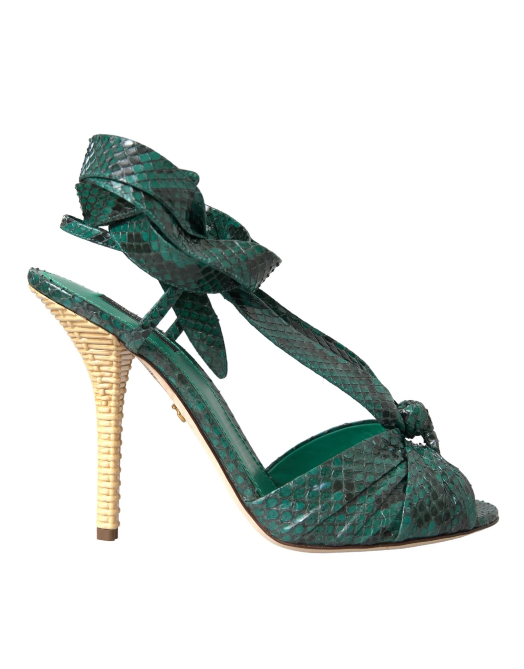 Green Exotic Leather Heels Sandals Shoes sold by Louxly