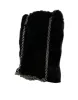 Black Faux Fur Silver Chain Crossbody Shoulder Purse Bag sold by Louxly