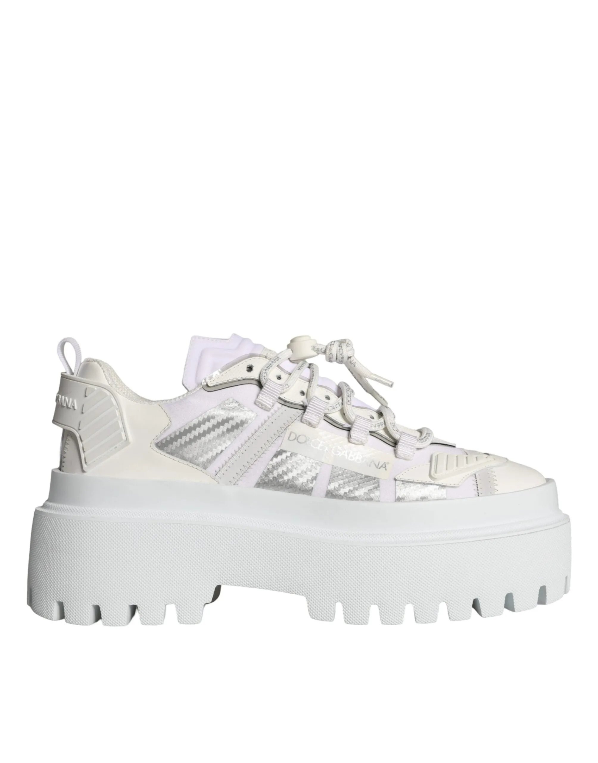 White Silver Chunky Platform Sneakers Shoes sold by Louxly
