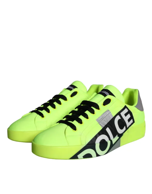 Neon Green Logo Tape Low Top Sneakers Shoes sold by Louxly