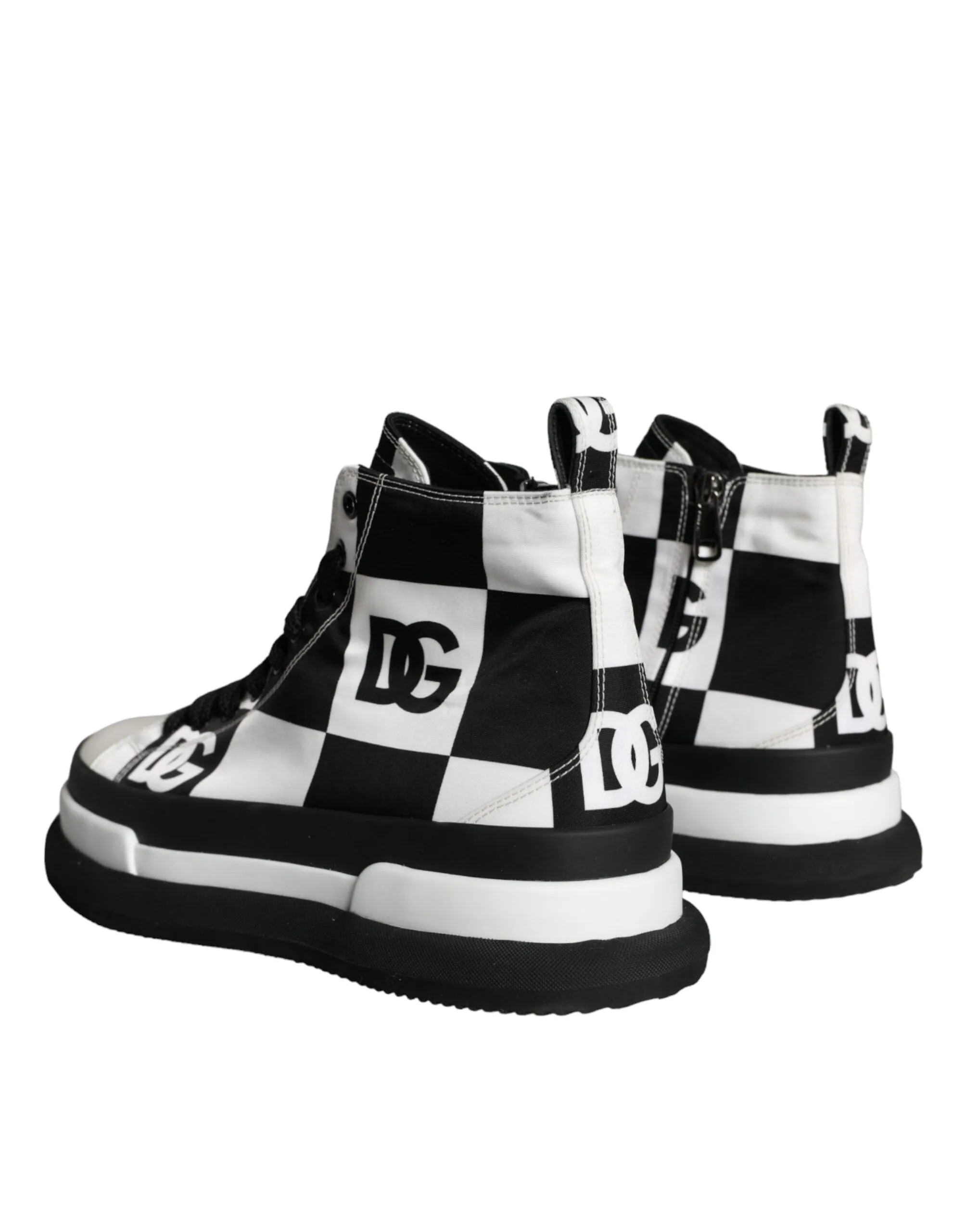 Black White Checkered High Top Sneakers Shoes sold by Louxly product image thumbnail 4