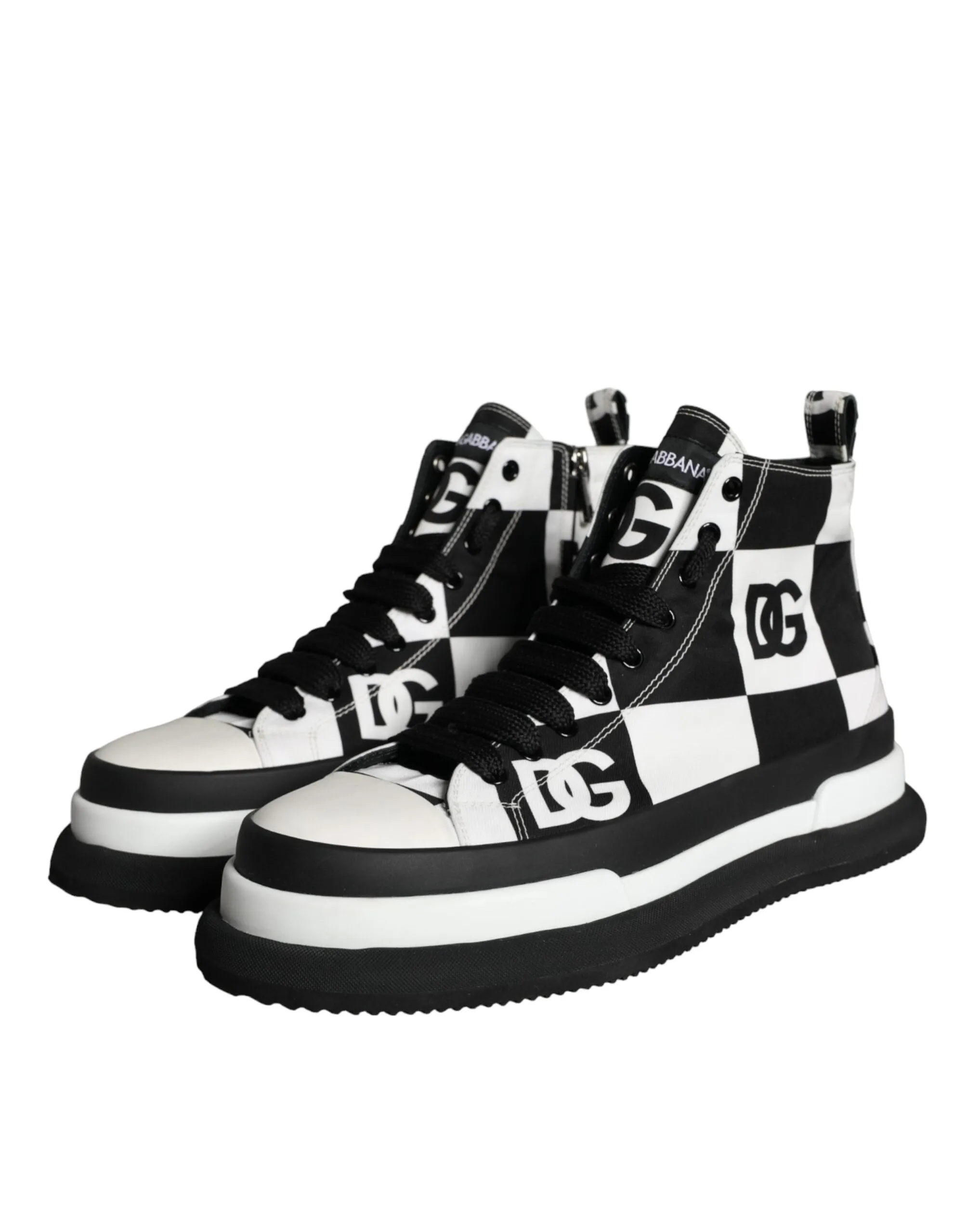 Black White Checkered High Top Sneakers Shoes sold by Louxly product image thumbnail 3