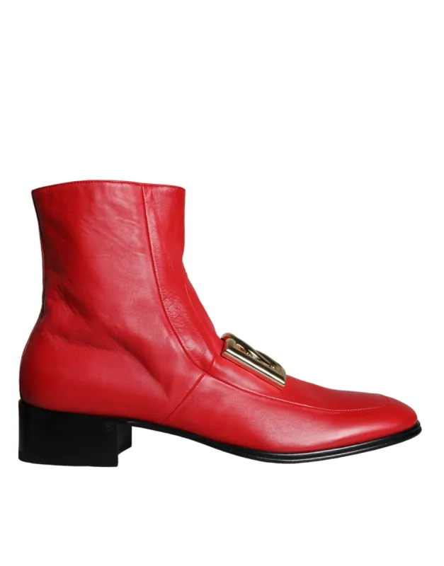 Red Lambskin Leather Men Ankle Boots Shoes sold by Louxly