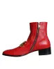 Red Lambskin Leather Men Ankle Boots Shoes sold by Louxly