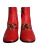 Red Lambskin Leather Men Ankle Boots Shoes sold by Louxly