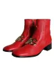 Red Lambskin Leather Men Ankle Boots Shoes sold by Louxly