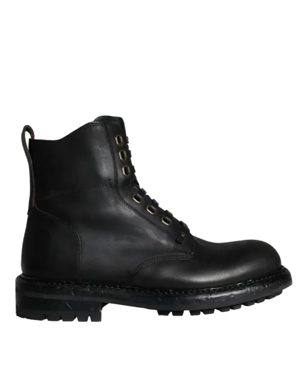 Black Lace Up Mid Calf Boots Men Shoes sold by Louxly