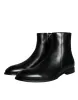 Black Calf Leather Men Ankle Boots Shoes sold by Louxly