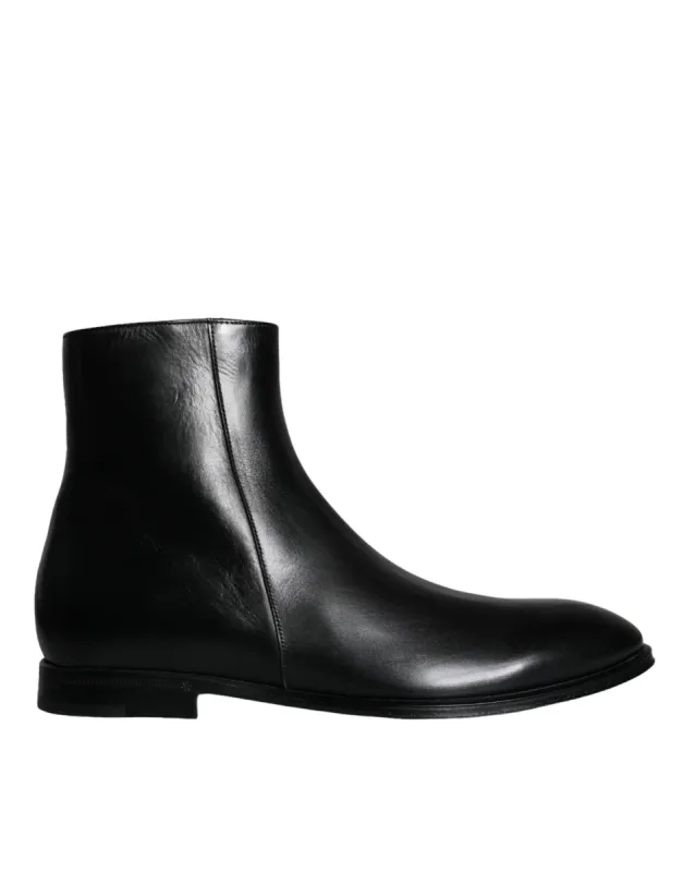 Black Calf Leather Men Ankle Boots Shoes sold by Louxly