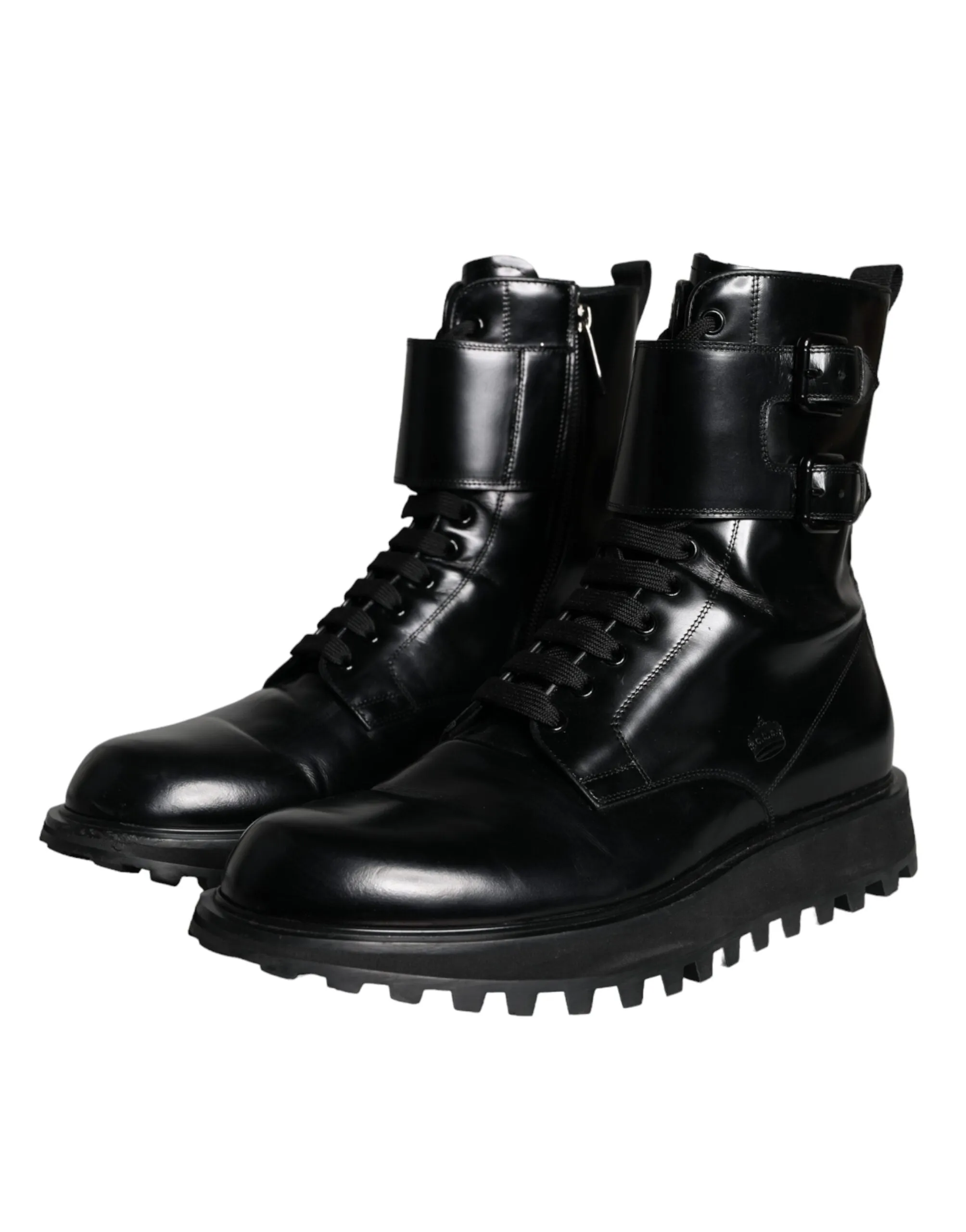 Black Leather Lace Up Men Mid Calf Boots Shoes sold by Louxly product image thumbnail 3
