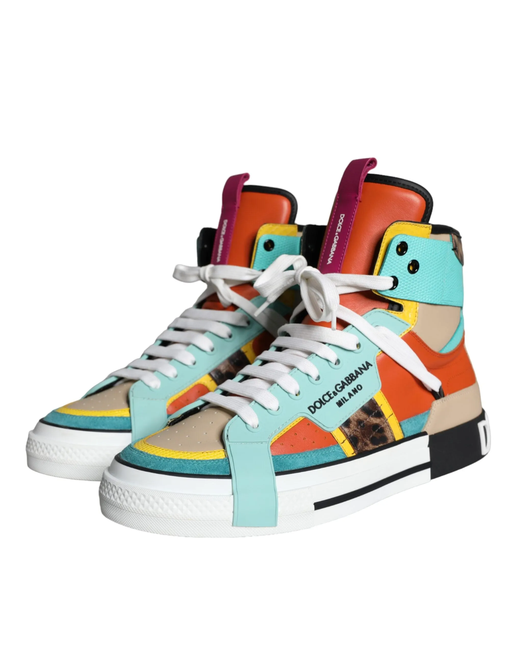 Multicolor Leather High Top Sneakers Shoes sold by Louxly product image thumbnail 3