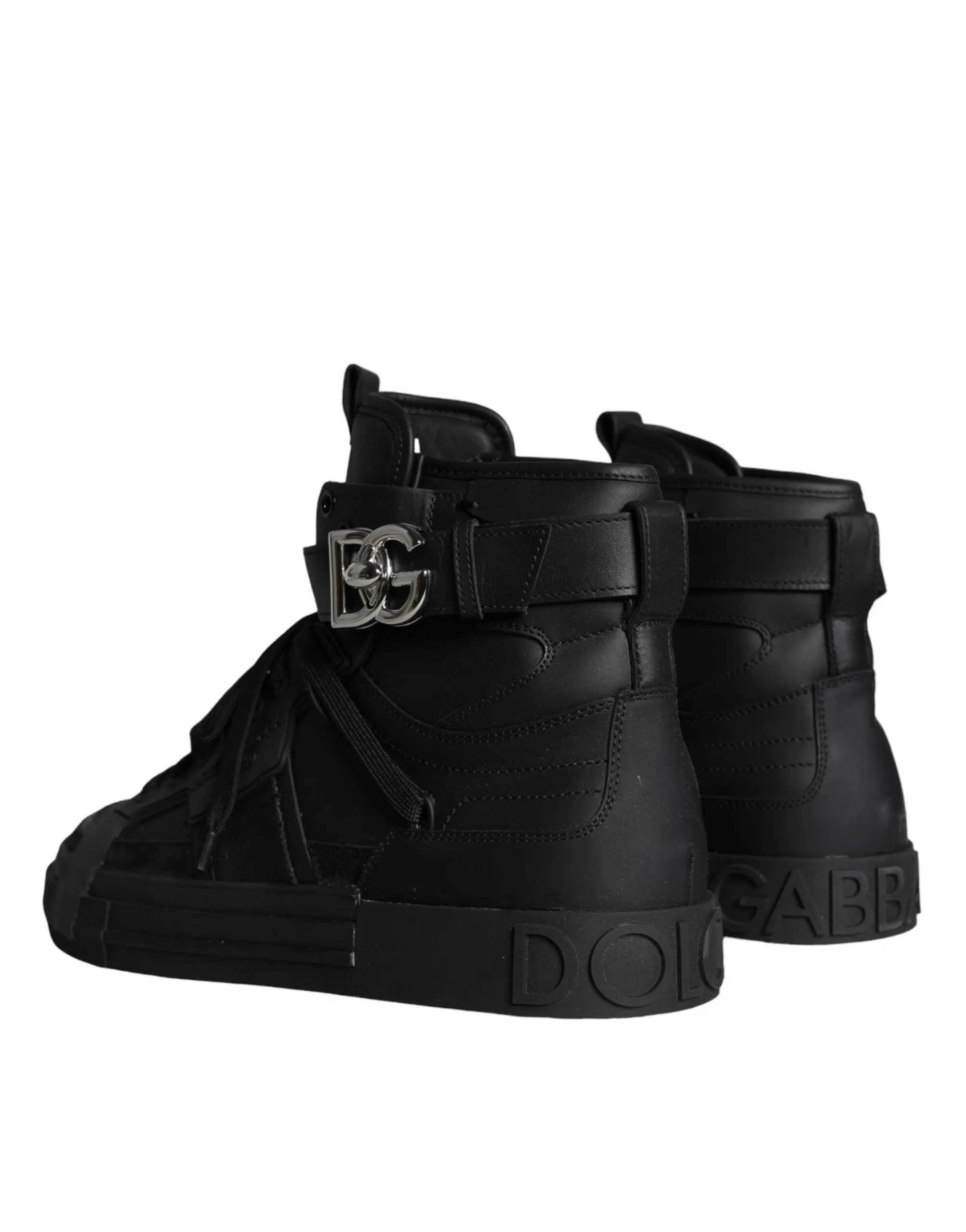 Black Leather High Top Logo Sneakers Shoes sold by Louxly product image thumbnail 4