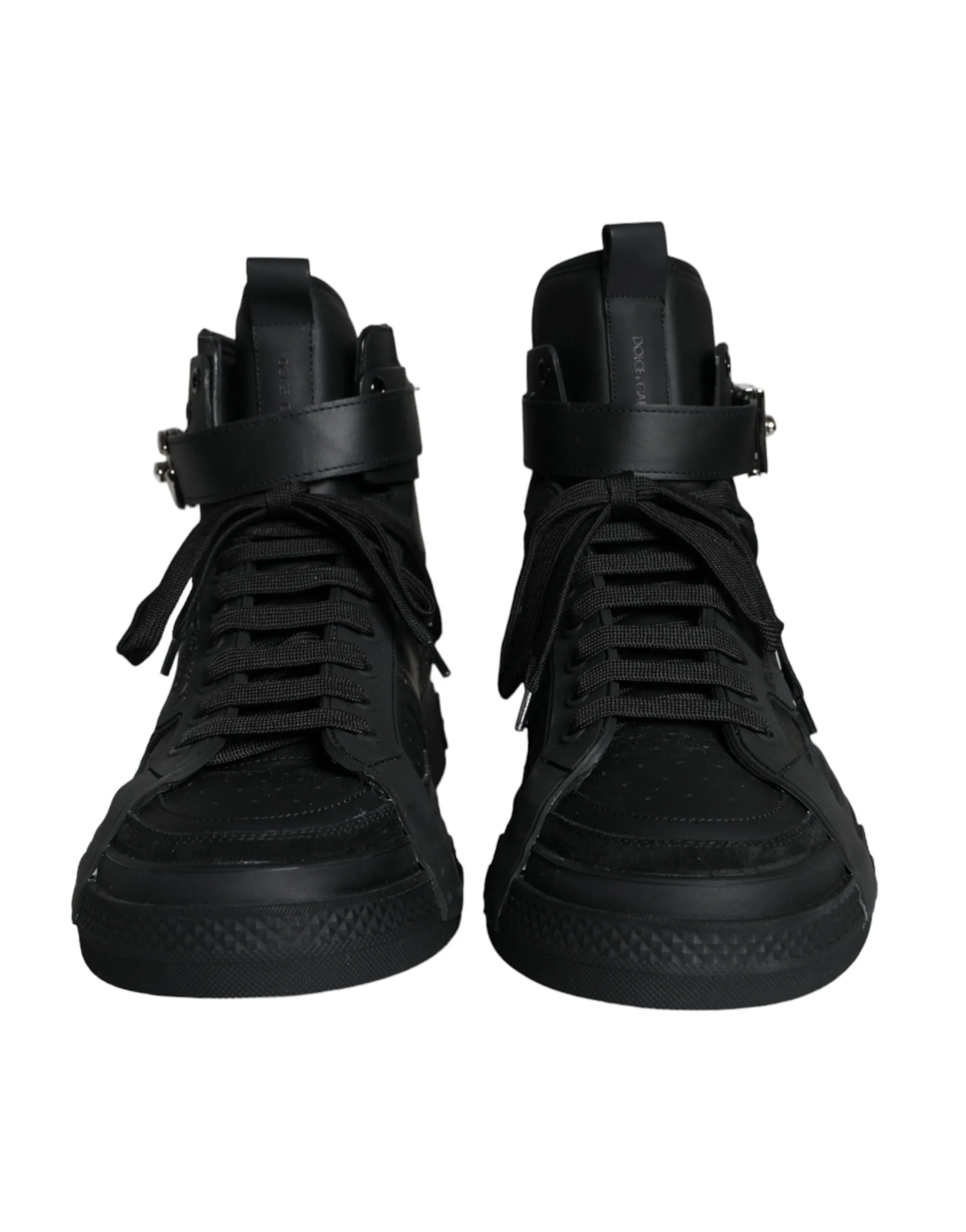 Black Leather High Top Logo Sneakers Shoes sold by Louxly product image thumbnail 2