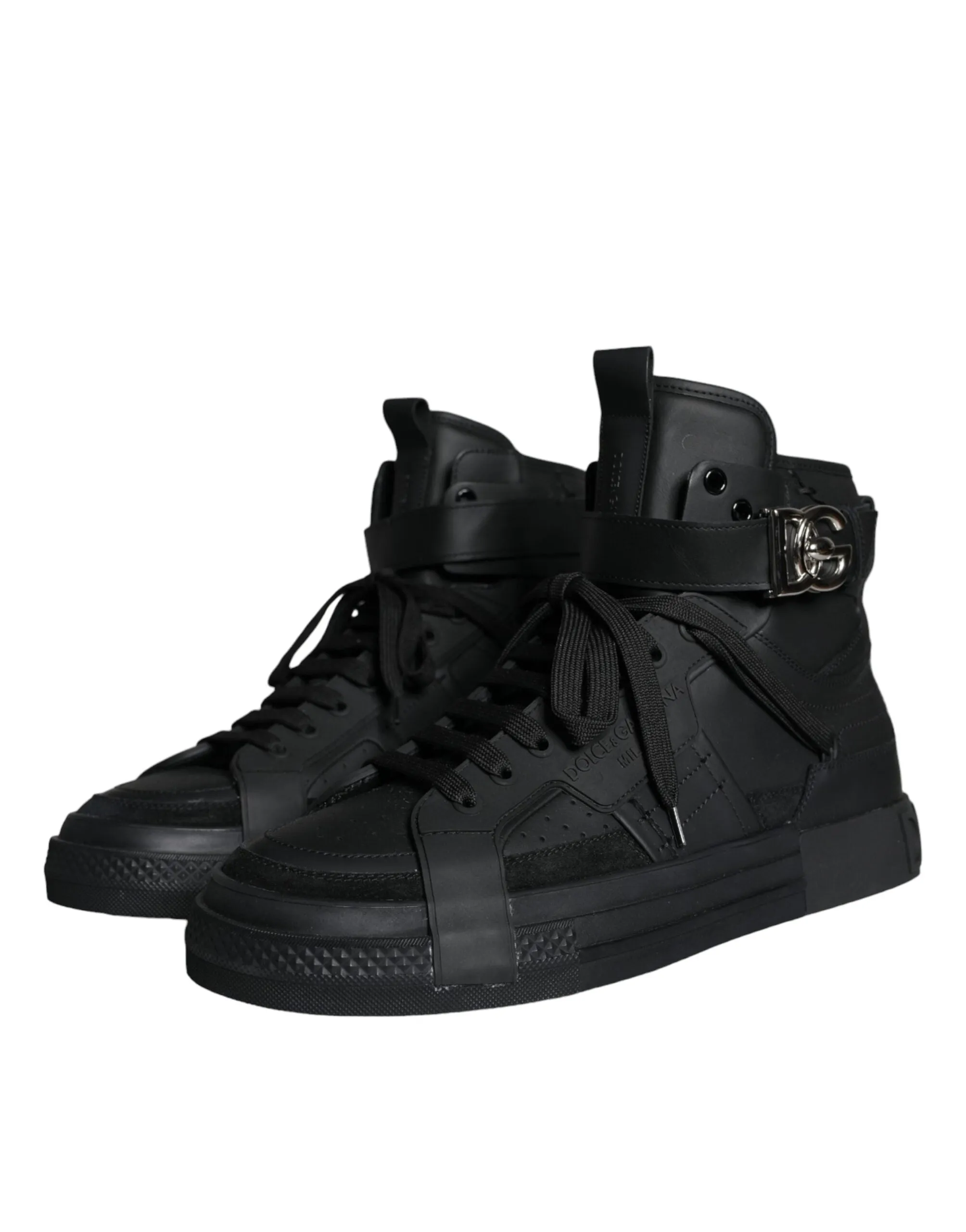 Black Leather High Top Logo Sneakers Shoes sold by Louxly product image thumbnail 3