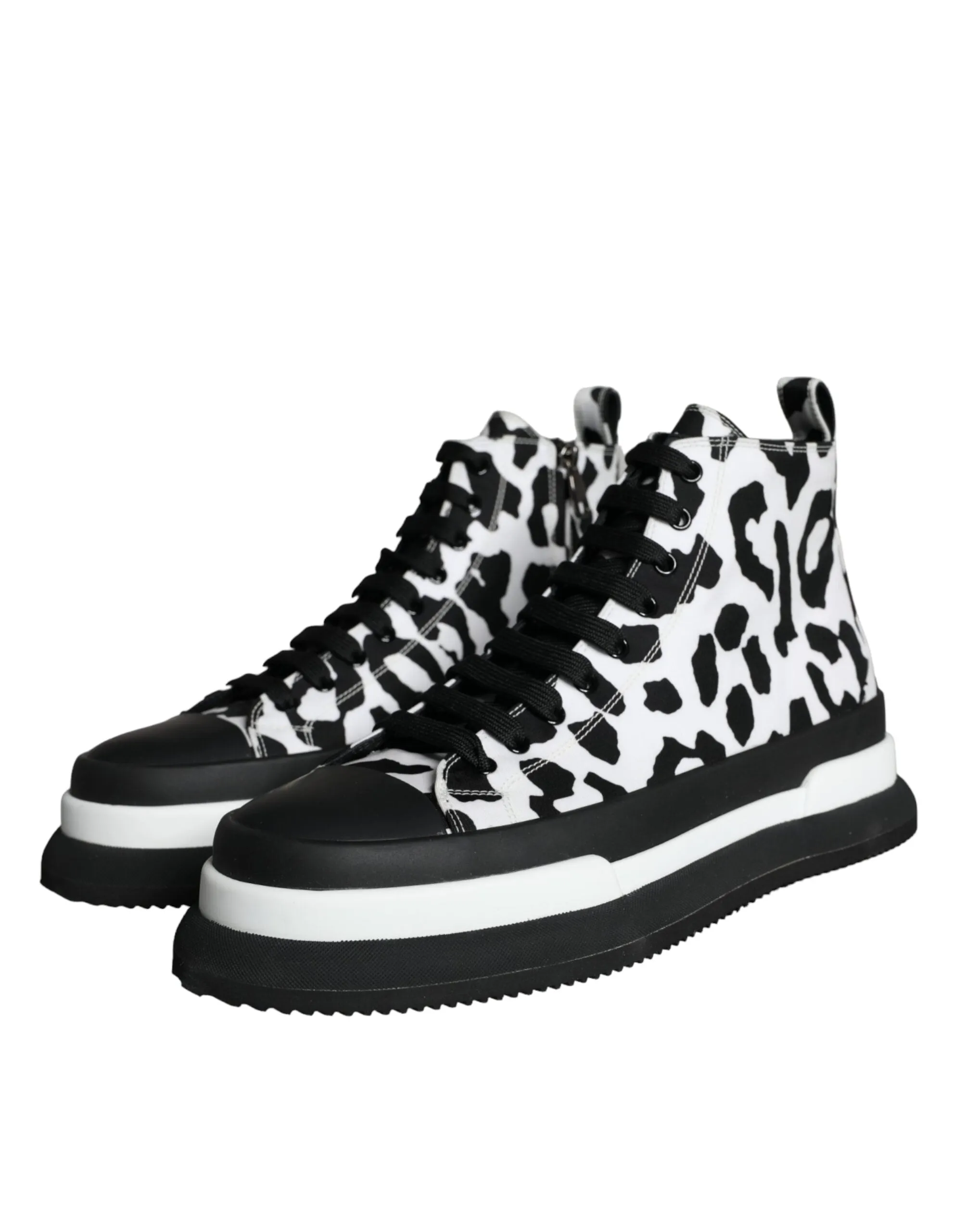 Black White Leopard High Top Sneaker Shoes sold by Louxly product image thumbnail 3