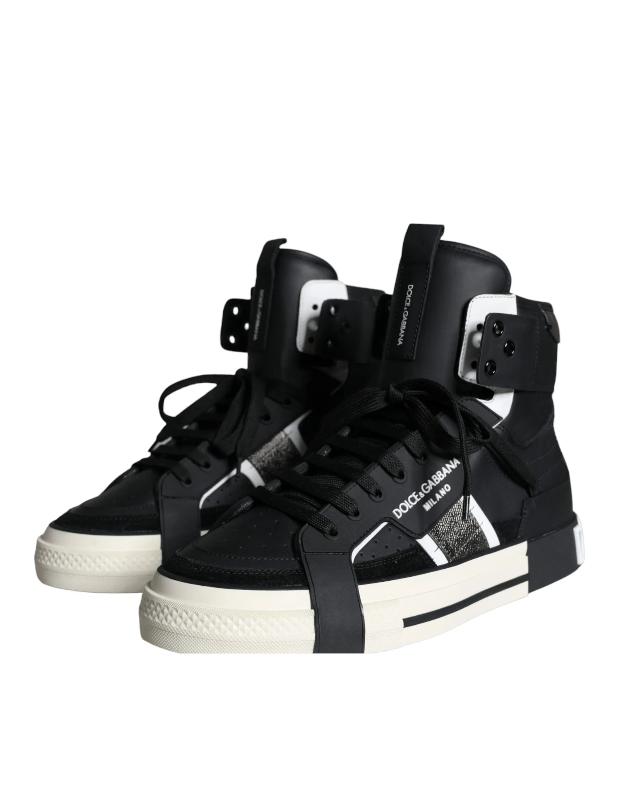 Black White Lace Up High Top Sneakers Shoes sold by Louxly product image thumbnail 3