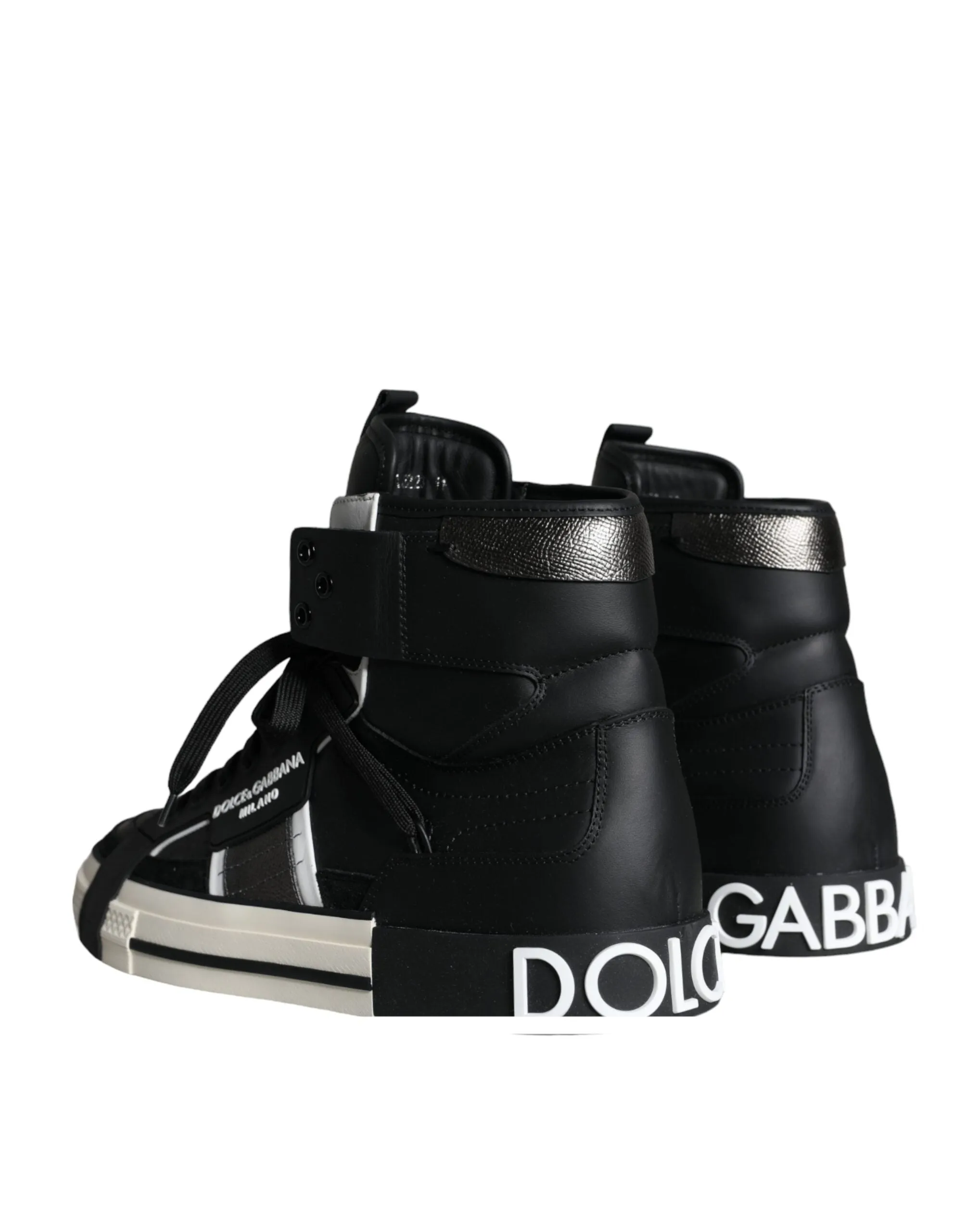 Black White Lace Up High Top Sneakers Shoes sold by Louxly product image thumbnail 4