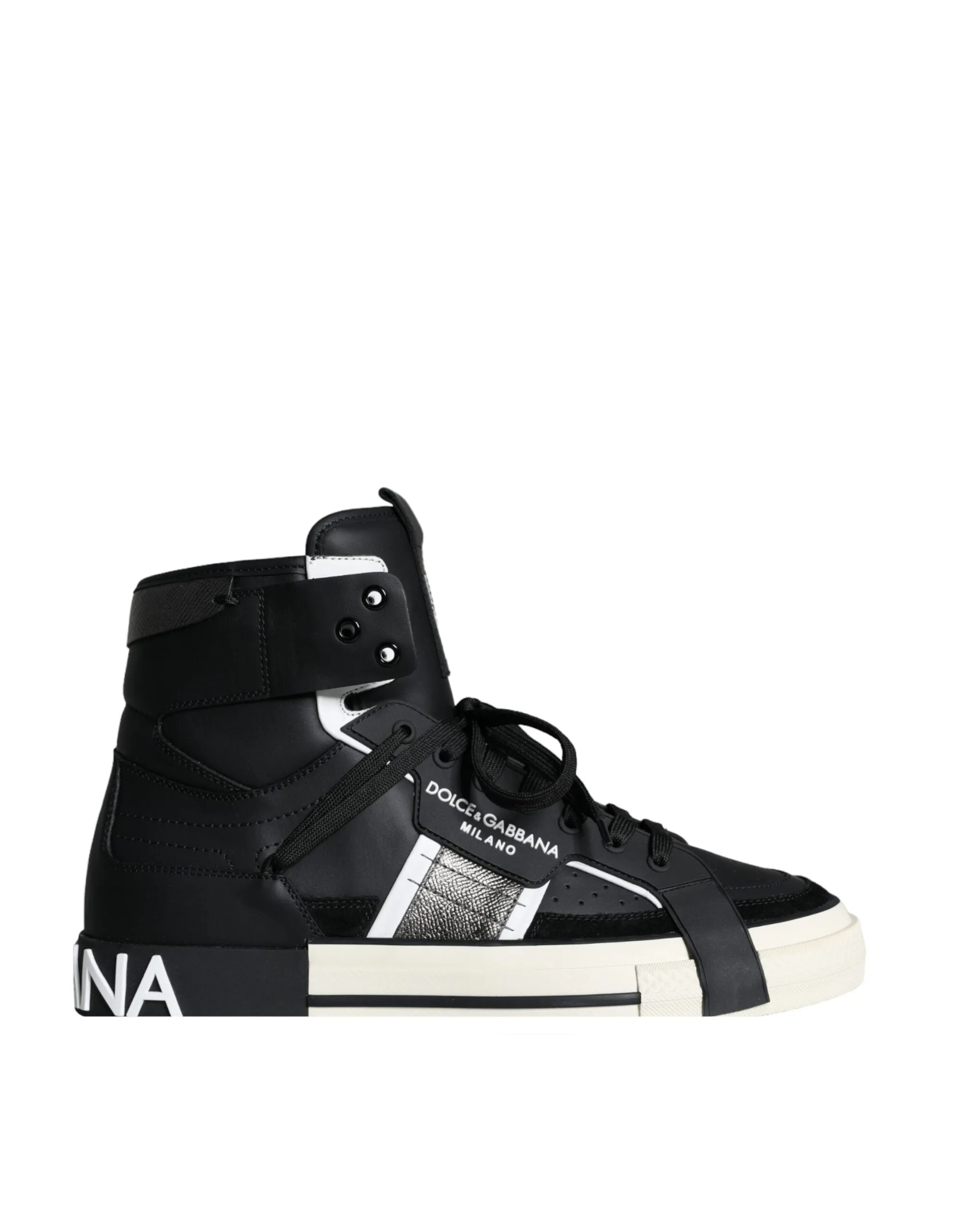 Black White Lace Up High Top Sneakers Shoes sold by Louxly