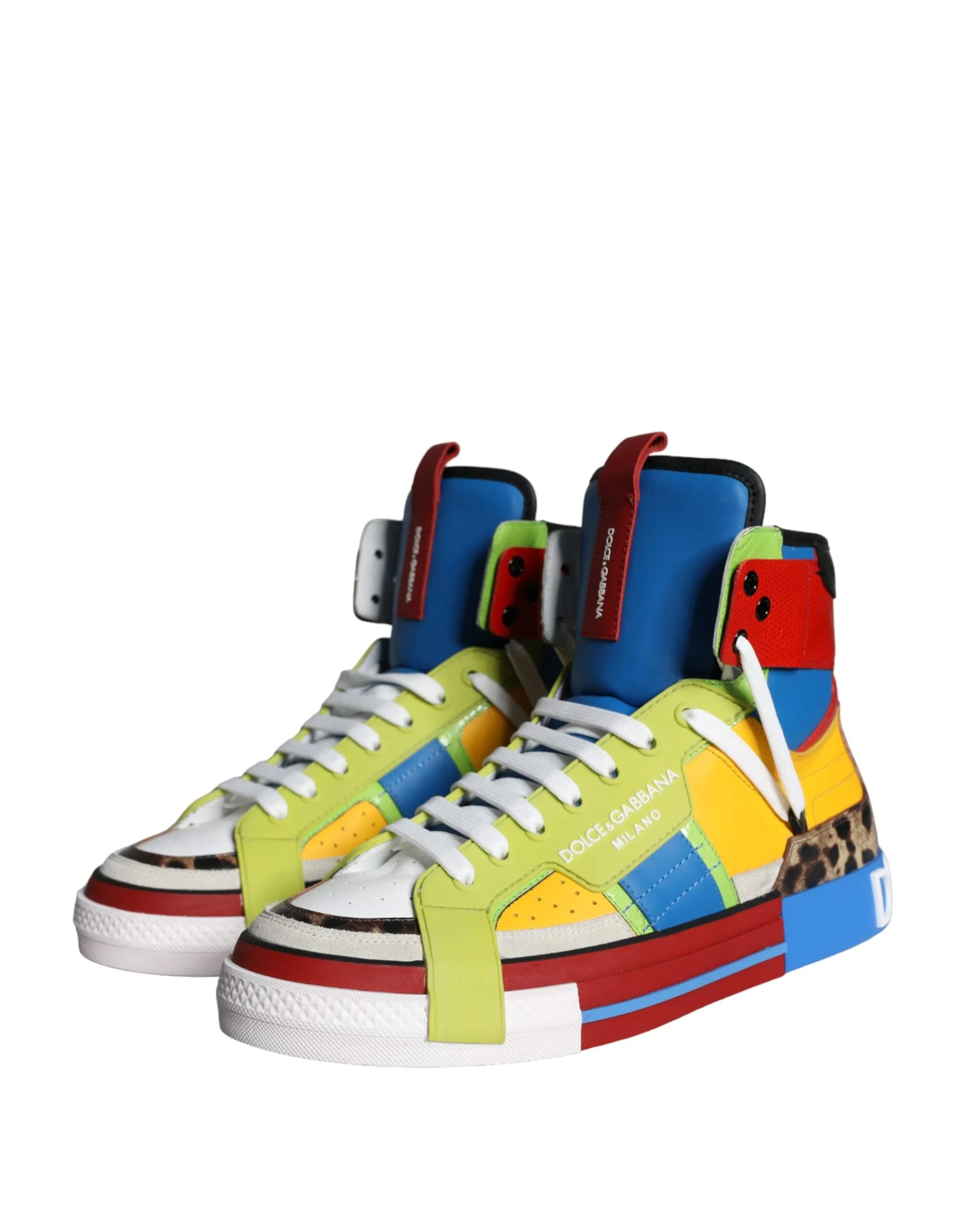 Multicolor Leather High Top Sneakers Shoes sold by Louxly product image thumbnail 3