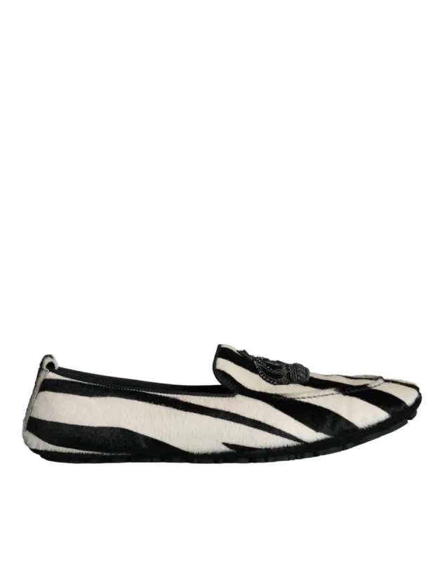 Black White Calf Fur Slip On Loafers Men Shoes sold by Louxly