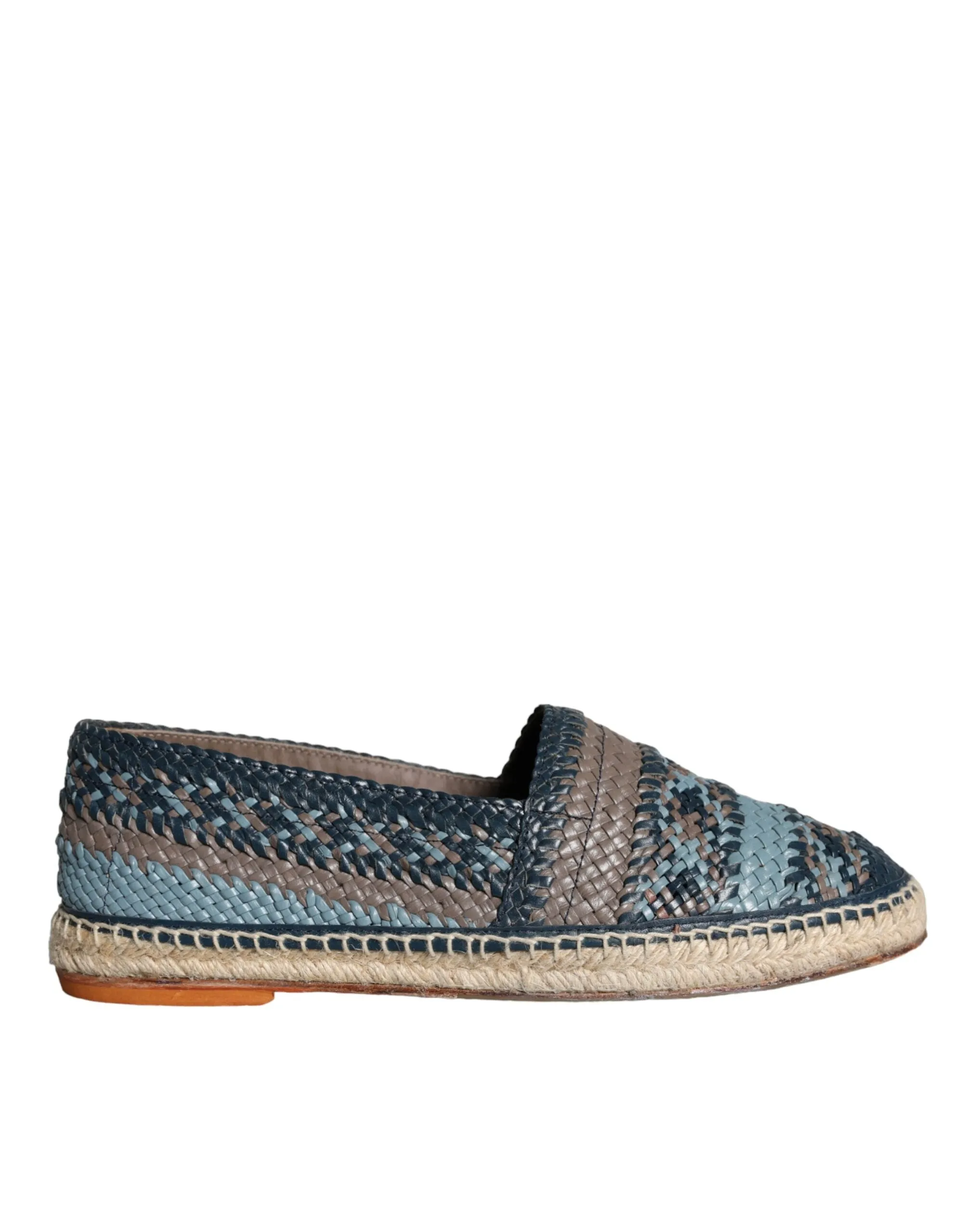 Blue Gray Woven Leather Buffalo Espadrille Shoes sold by Louxly