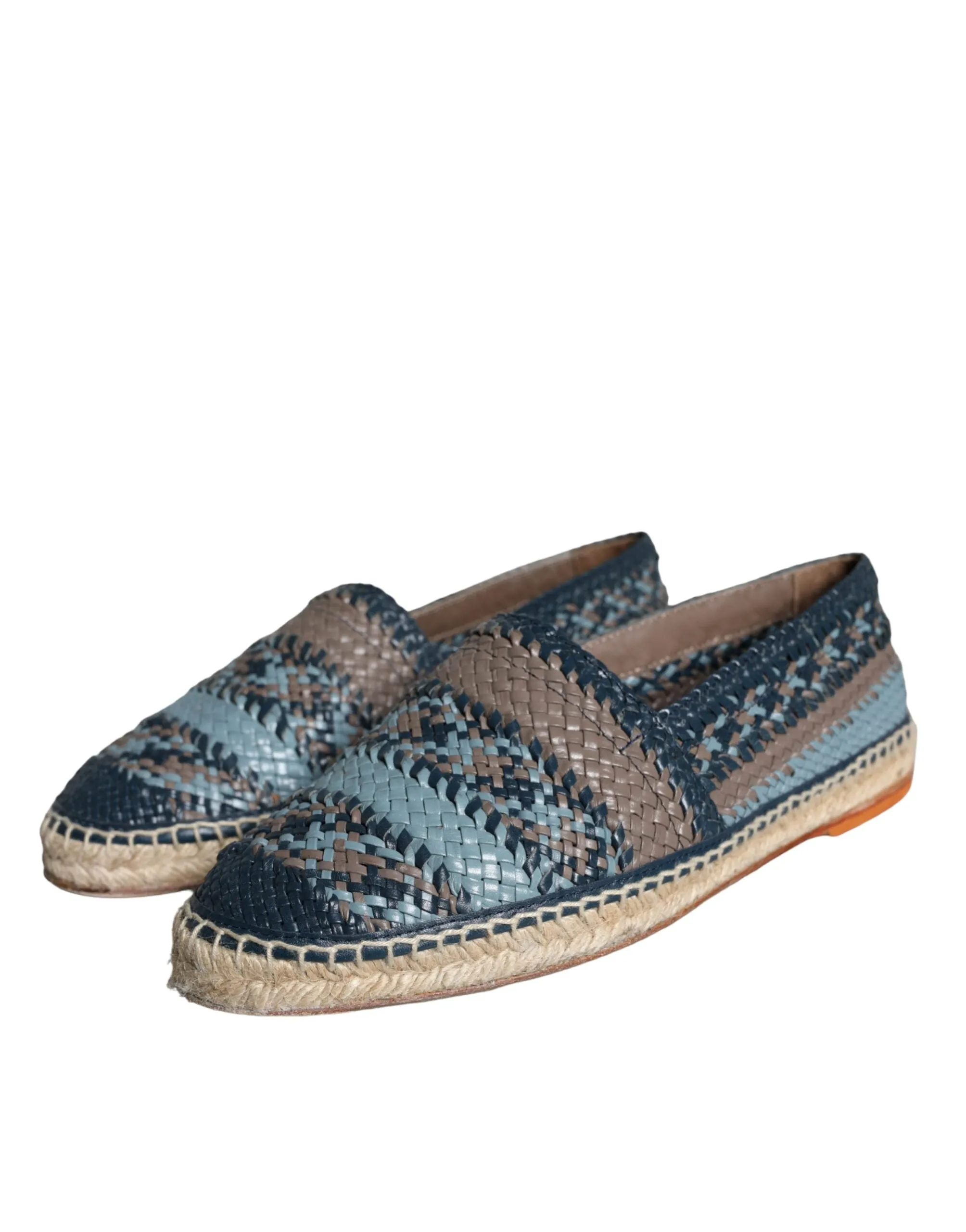 Blue Gray Woven Leather Buffalo Espadrille Shoes sold by Louxly product image thumbnail 3