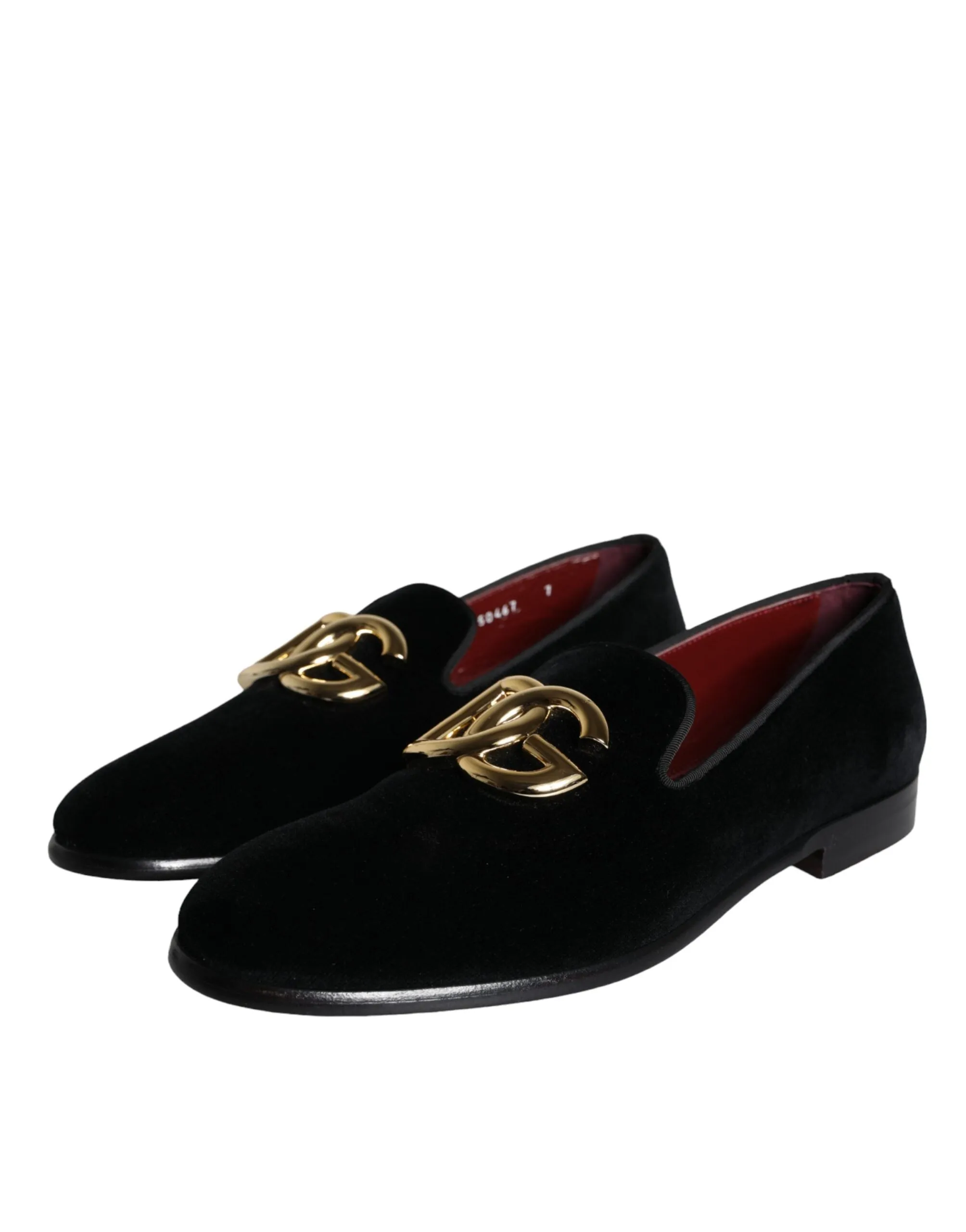 Black Velvet Cotton Logo Loafers Dress Shoes sold by Louxly product image thumbnail 3