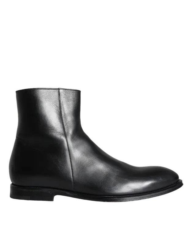 Black Calf Leather Men Ankle Boots Men Shoes sold by Louxly