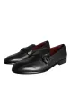 Black Leather Logo Loafers Men Dress Shoes sold by Louxly