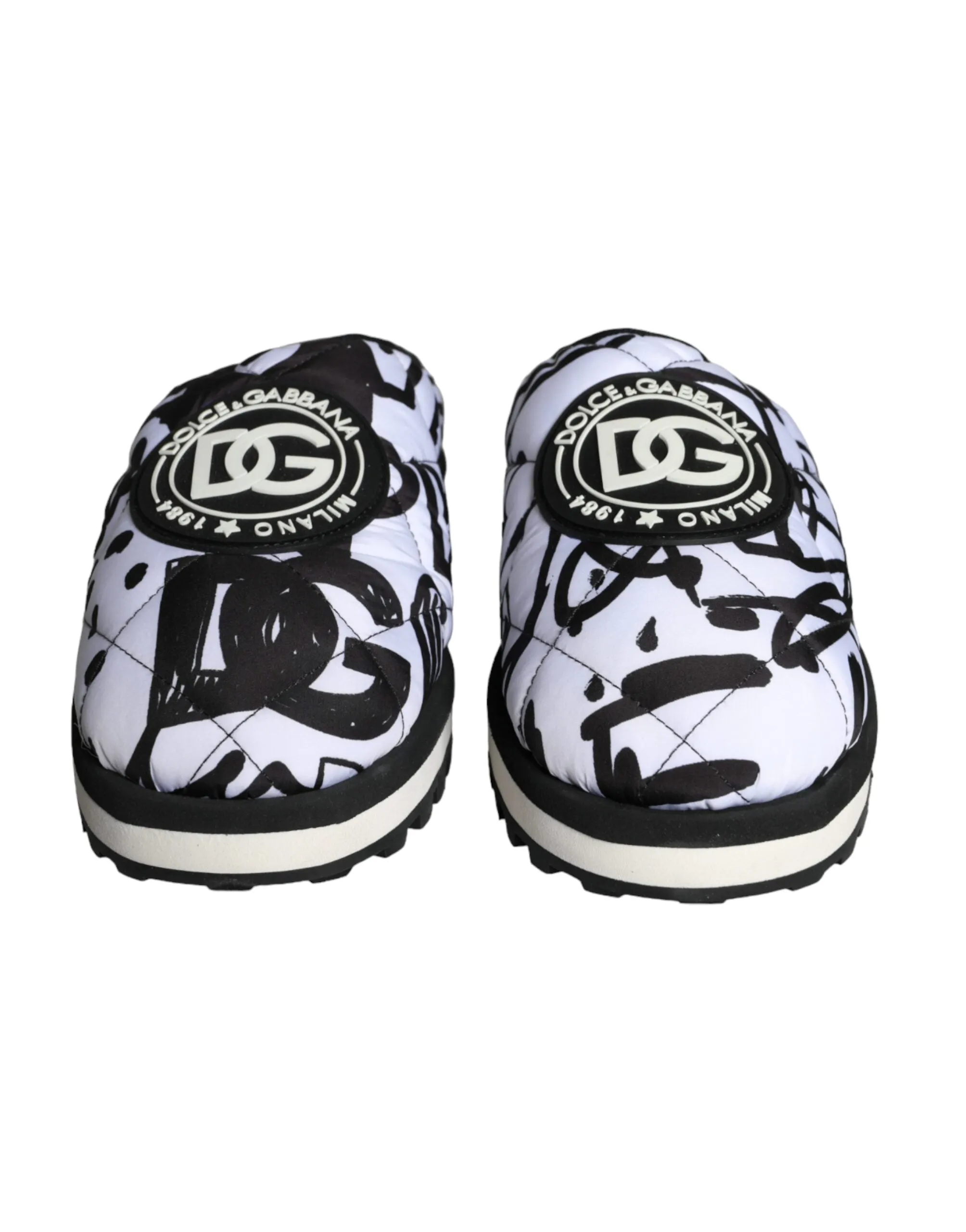 Black White Quilted Logo Sandals Slides Shoes sold by Louxly product image thumbnail 2